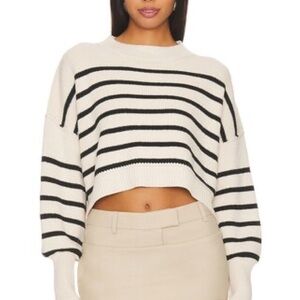 Free People Black and White Striped Sweater